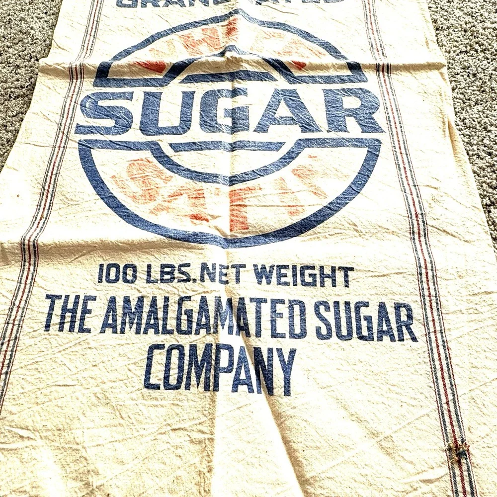 Sugar Sack cream colored bag 100 lbs Ogden, Utah Amalgamated Sugar Co.